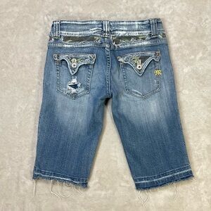 Women’s Distressed Denim Bermuda Shorts - Blue